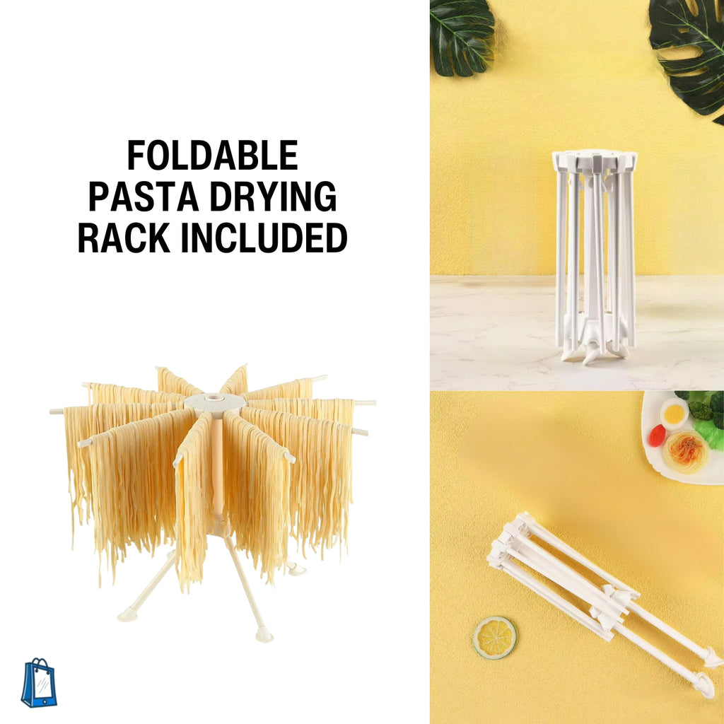pasta maker with foldable pasta drying rack
