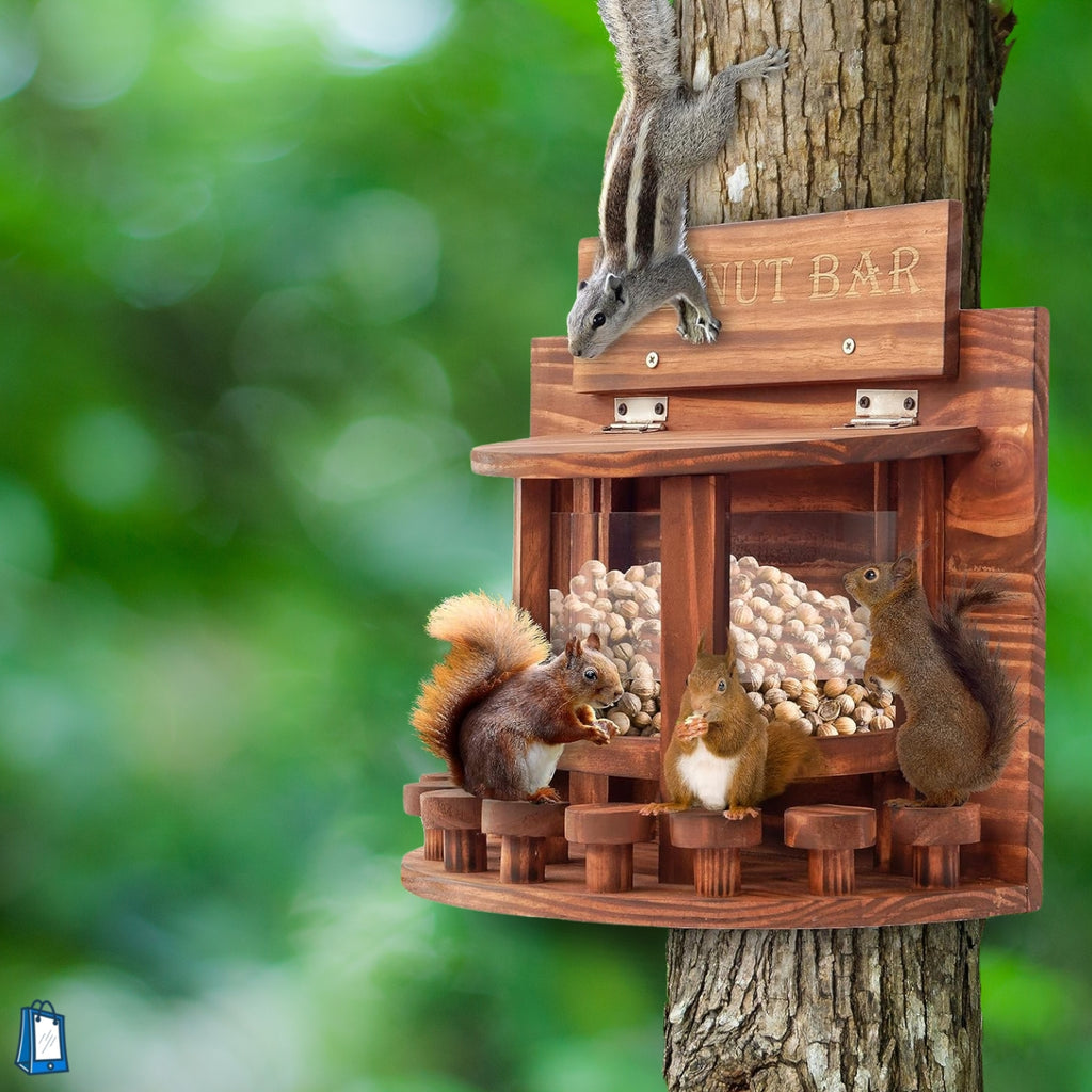 Squirrel Feeder Wooden Outdoor Nut Bar