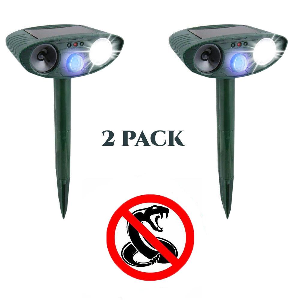 Ultrasonic Snake Repeller - PACK OF 2 - Solar Powered - Flashing Light- Get Rid of Snake in 48 Hours or It's FREE