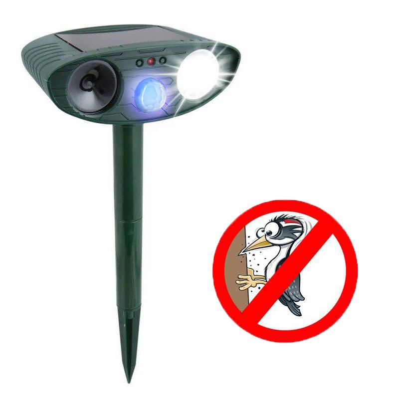 Ultrasonic Woodpecker Repeller - Solar Powered - Flashing Light- Get Rid of Woodpeckers in 48 Hours or It's FREE