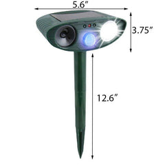 Solar Powered Ultrasonic Outdoor Animal Repeller - Get Rid of Deer, Raccoons, Woodpeckers, Squirrels, and Other Unwanted Guests