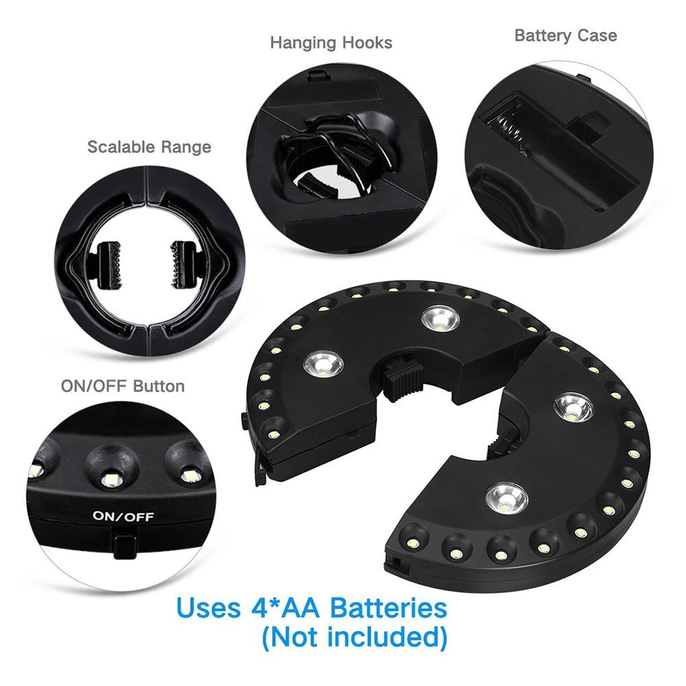 Patio Umbrella Light - 28 LED Lights - Cordless