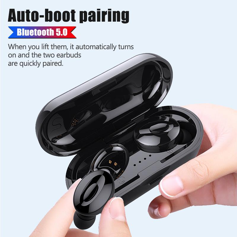 Wireless Earbuds with Wireless Charging Case IPX5 Waterproof - Black