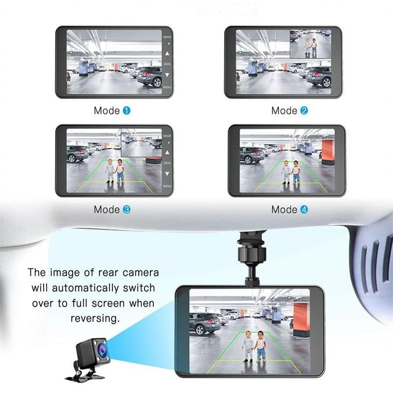 Dual Dash Cam 1920x1080P FHD Front and Rear - 4''