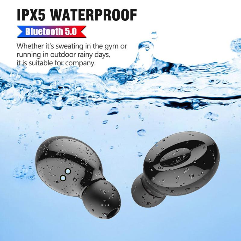 Wireless Earbuds with Wireless Charging Case IPX5 Waterproof - Black