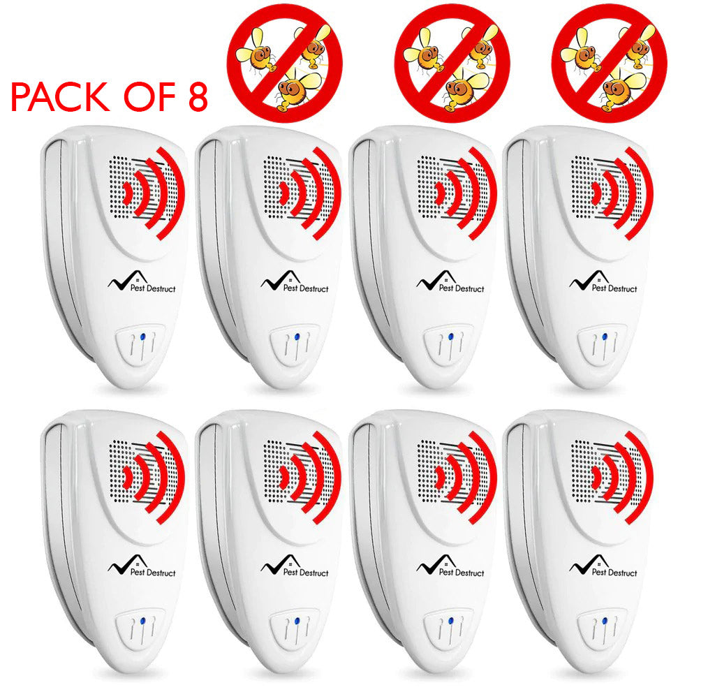 Ultrasonic Fruit Flies Repellent PACK of 8 - Get Rid Of Fruit Flies In 48 Hours Or It's FREE