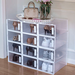 Clear Plastic Stackable Shoe Boxes Storage Containers