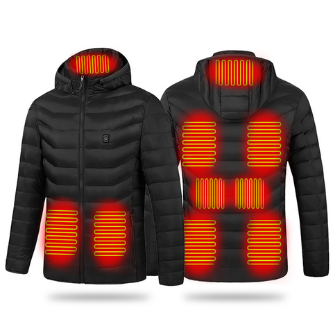 Super Therma Heated Jacket for Women and Men with Battery Pack 5V Heated Coat Detachable Hood - 9 Heated Zones