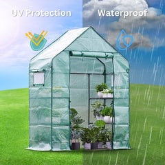 Greenhouse for Outdoor with 2 Mesh Windows and PE Cover