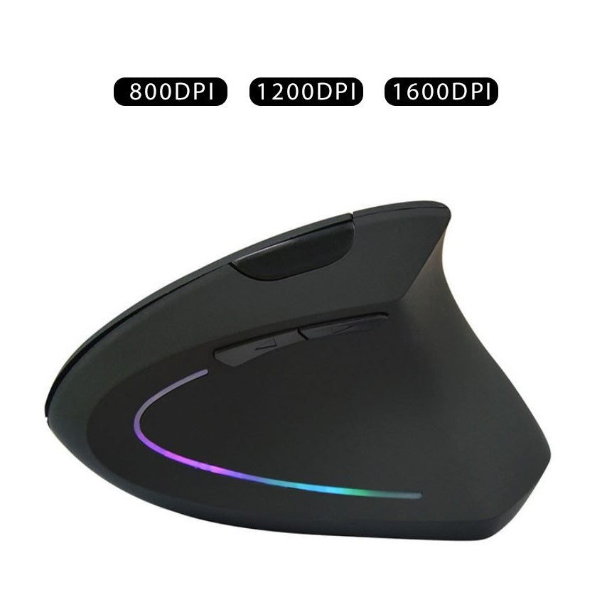 2.4G Wireless Vertical Optical Mouse - Black Right Hand