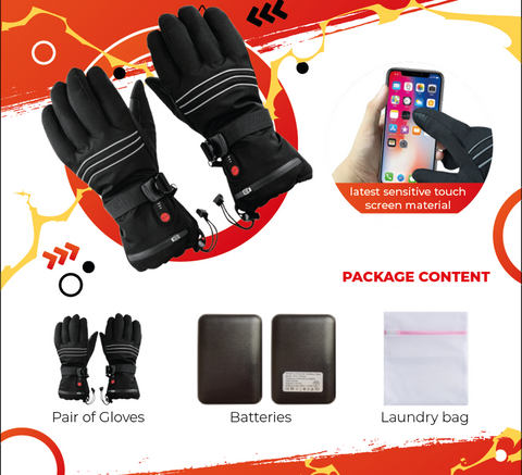 Super Therma Heated Gloves for Men Women, Touchscreen Waterproof Rechargeable