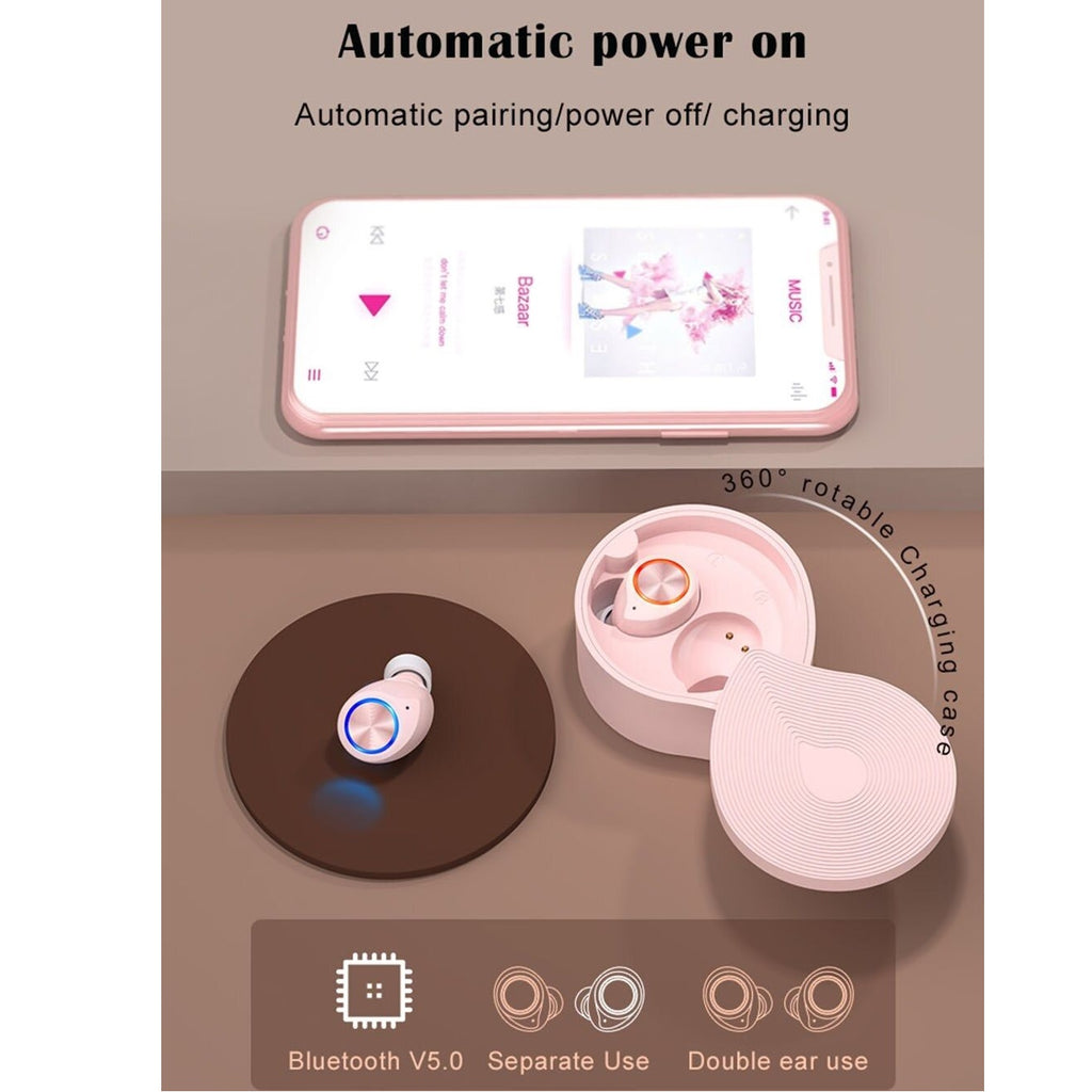 Wireless Earbuds with Wireless Charging Case IPX4 Waterproof - Pink