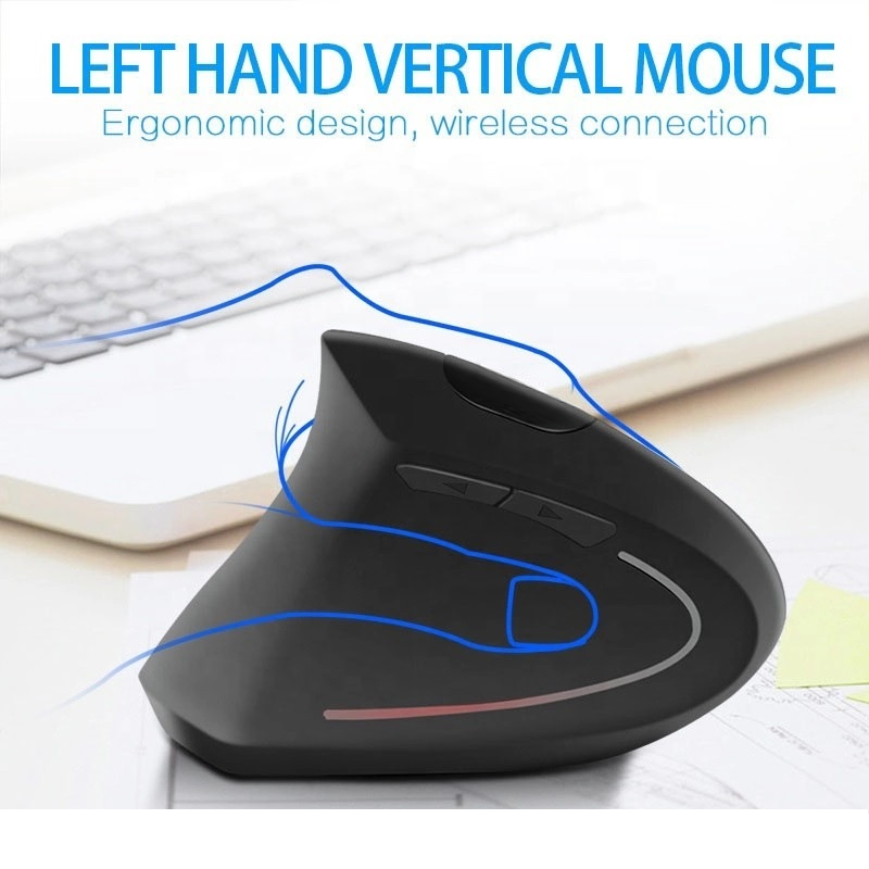2.4G Wireless Vertical Optical Mouse - Black Left Hand
