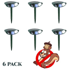 Squirrel Outdoor Solar Ultrasonic Repeller PACK of 6 - Get Rid of Squirrels in 48 Hours or It's FREE