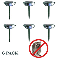 Raccoon Outdoor Solar Ultrasonic Repeller PACK of 6 - Get Rid of Raccoons in 48 Hours or It's FREE