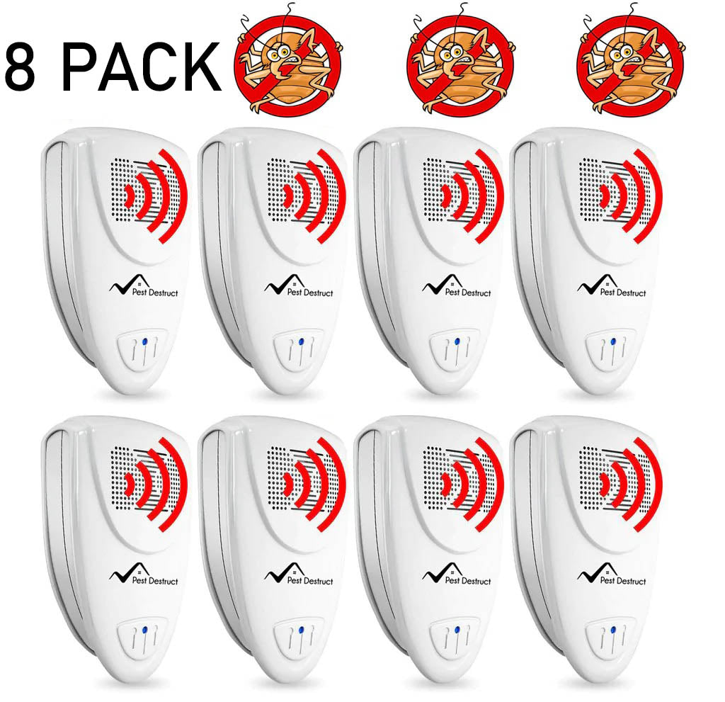 Ultrasonic Bed Bug Repellent PACK of 8 - Get Rid Of Bed Bugs In 48 Hours Or It's FREE