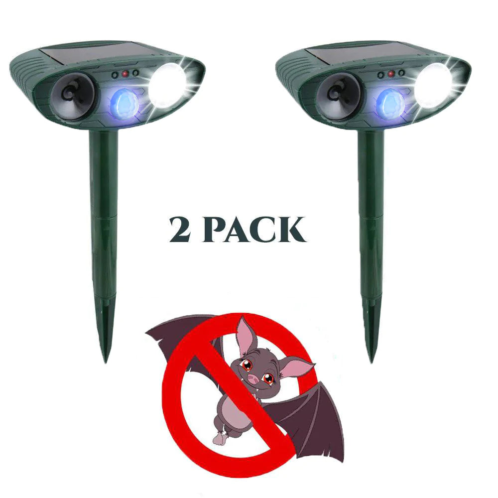 Bat Outdoor Solar Ultrasonic Repeller PACK of 2 - Get Rid of Bat in 48 Hours or It's FREE