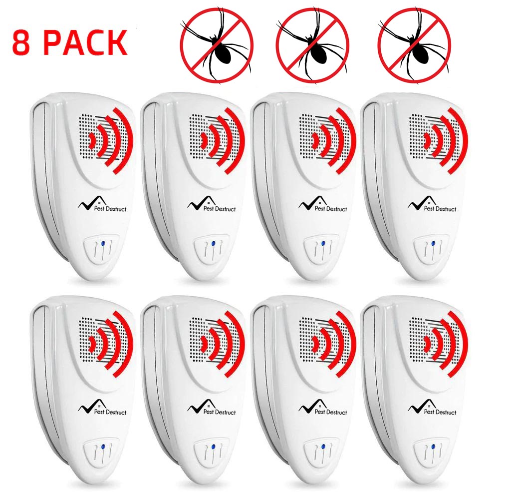 Ultrasonic Spider Repellent Pack of 8 - Get Rid Of Spiders In 72 Hours Or It's FREE