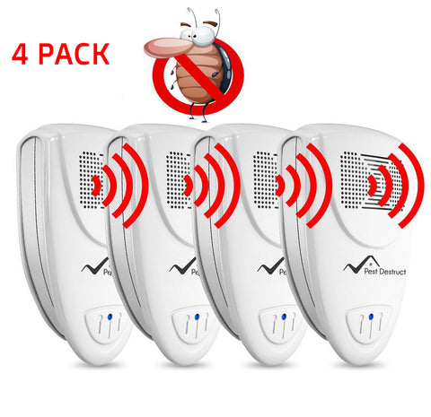 Ultrasonic Cockroach Repellent - PACK of 4 - Get Rid Of Roaches In 48 Hours Or It's FREE
