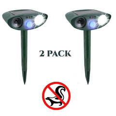 Skunk Outdoor Solar Ultrasonic Repeller PACK OF 2 - Get Rid of Skunks in 48 Hours or It's FREE