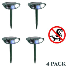 Skunk Outdoor Solar Ultrasonic Repeller PACK OF 4 - Get Rid of Skunks in 48 Hours or It's FREE