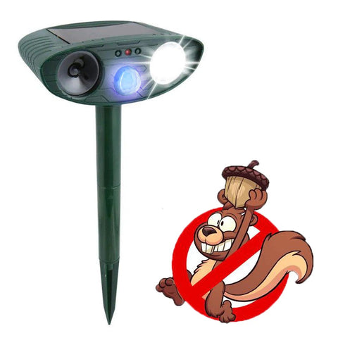 Squirrel Outdoor Solar Ultrasonic Repeller - Get Rid of Squirrels in 48 Hours or It's FREE